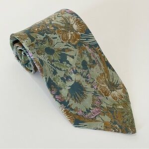 Vintage Club International Silk Tie | Sage Blue Floral | 3 3/4” Wide | Wedding